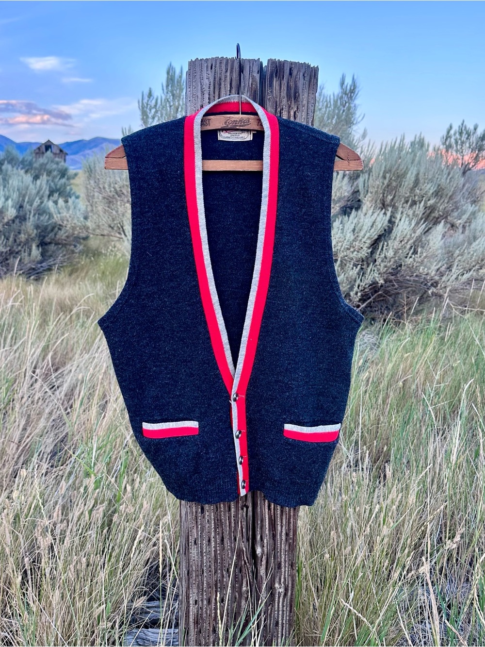 vintage richline sweater vest letterman style preppy wool blend